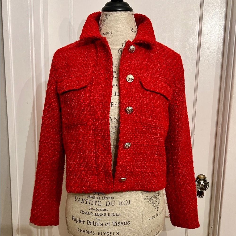 Chic Red tweed Women's Jacket